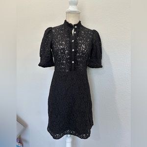 ZARA Black Lace Dress with Jewel Buttons